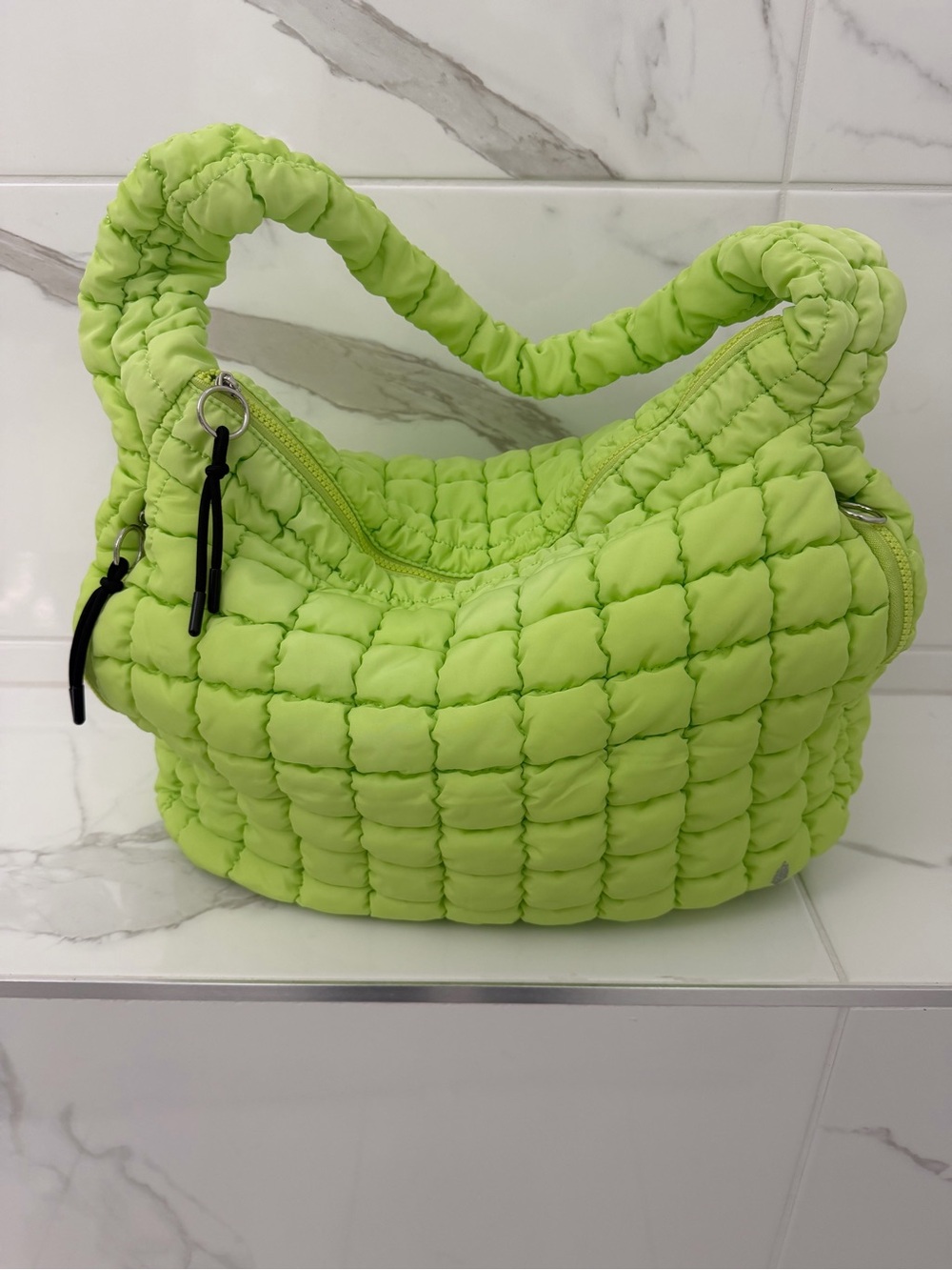 We The Free Quilted Puffer Shoulder Bag in Lime Green
